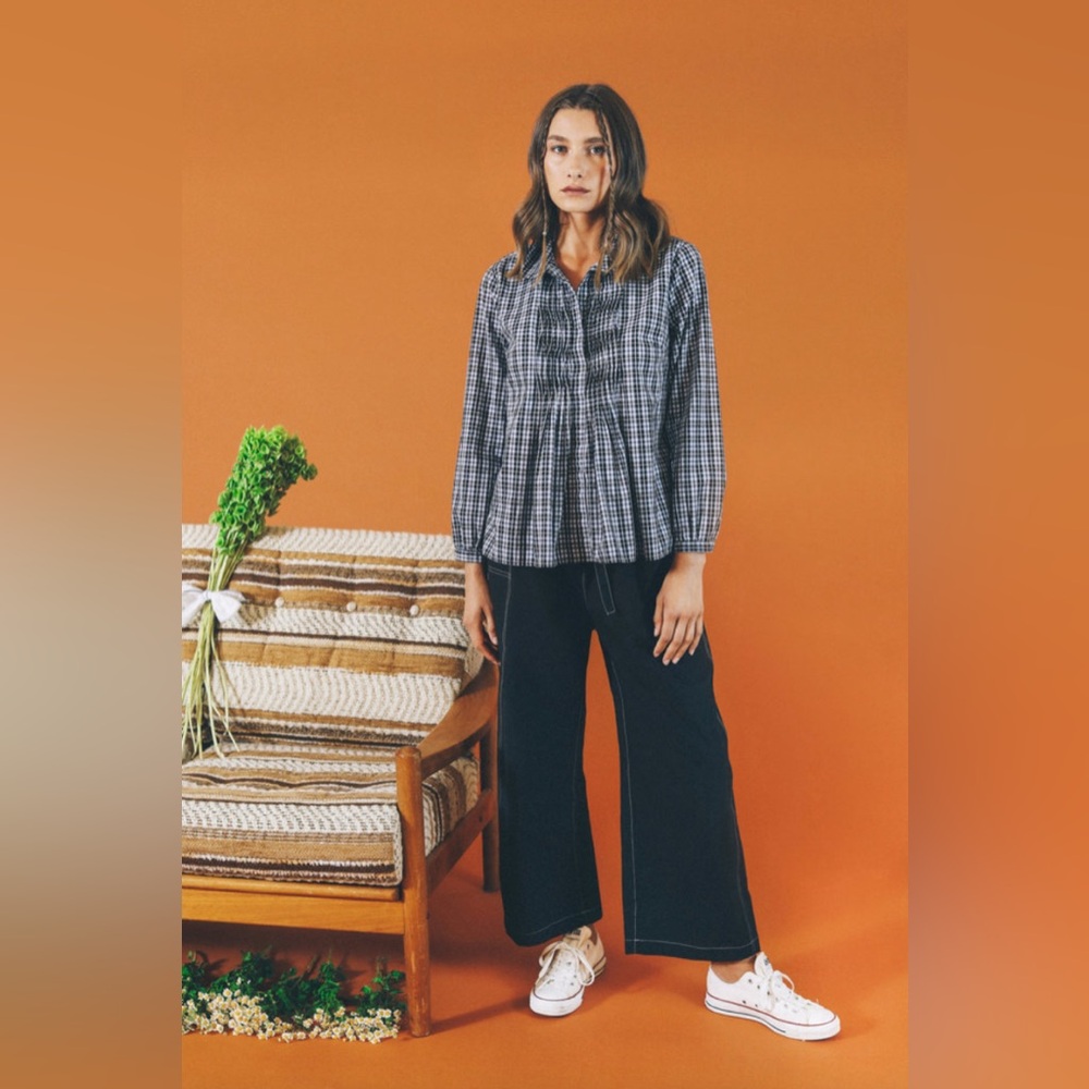 The Little Project Plaid Long Sleeve Blouse “Frankie Top” size Small